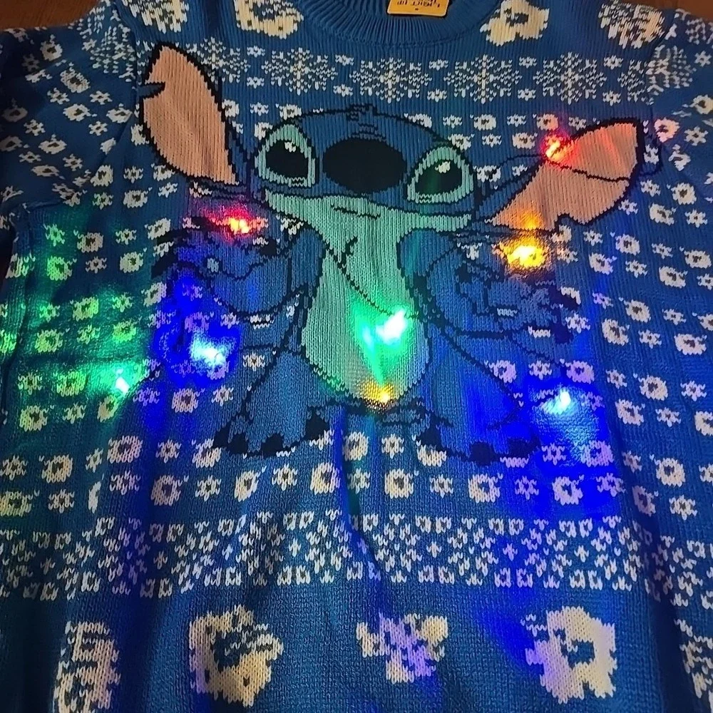 Disney Stitch Light Up Holiday Sweater Christmas New Year Free Shipping New Lilo